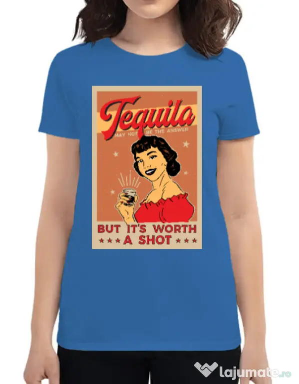 Tricou ADLER dama Worth a shot Albastru azuriu