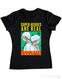 Tricou ADLER dama Real super heroes Negru