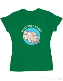 Tricou ADLER dama Wash your hands 2 Verde mediu