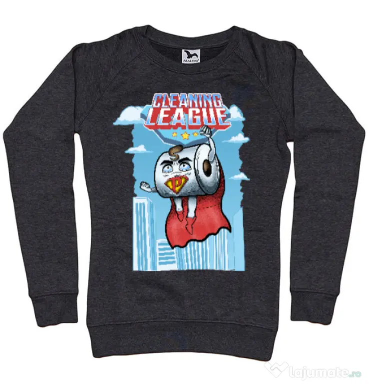 Bluza ADLER dama Cleaning league toilet paper Negru melanj