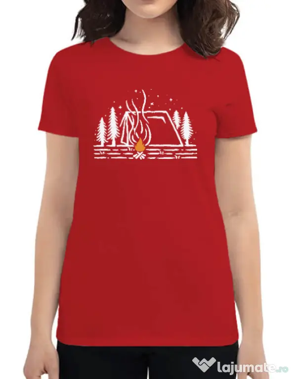 Tricou ADLER dama Tent lines Rosu