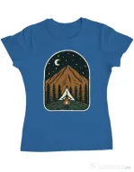 Tricou ADLER dama Camp mountain night Albastru azuriu