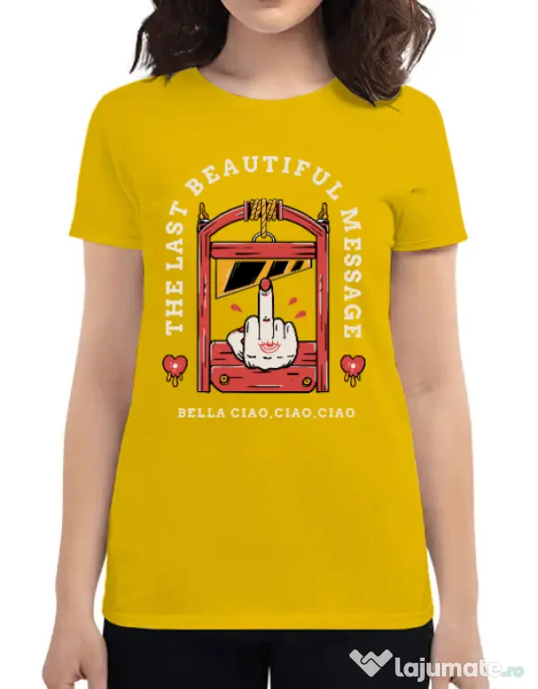 Tricou ADLER dama The last message Galben