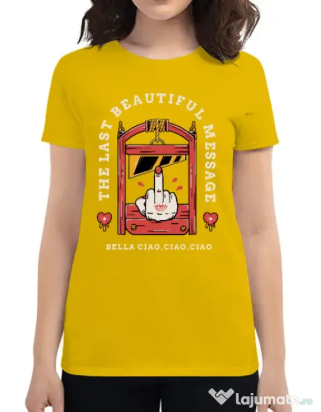 Tricou ADLER dama The last message Galben