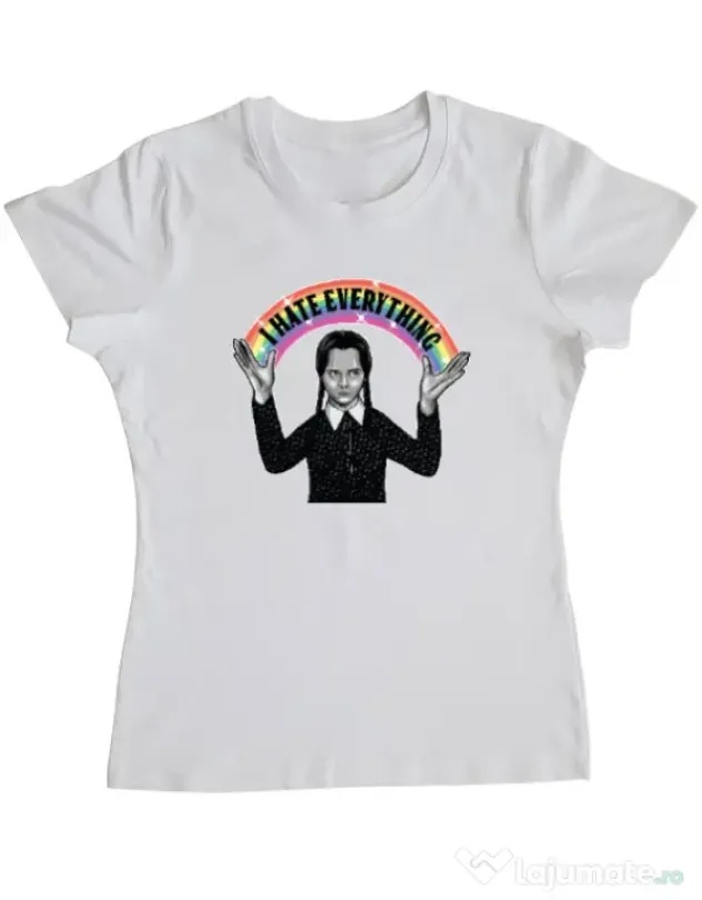 Tricou ADLER dama I hate everything Alb