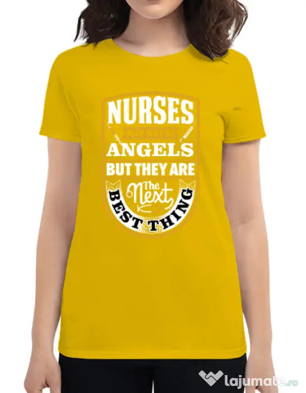 Tricou ADLER dama Angel nurses Galben
