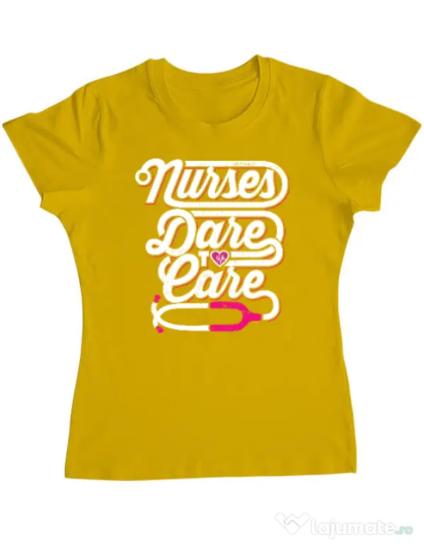 Tricou ADLER dama Dare to care Galben