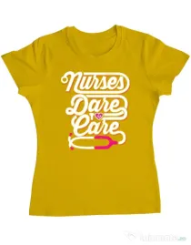 Tricou ADLER dama Dare to care Galben