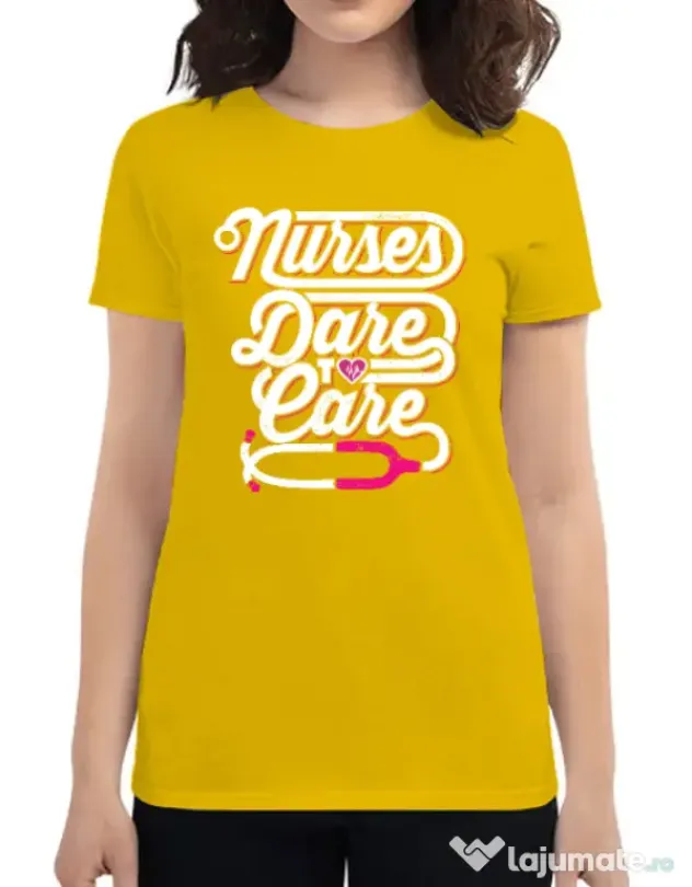 Tricou ADLER dama Dare to care Galben