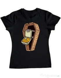 Tricou ADLER dama Horror pizza Negru