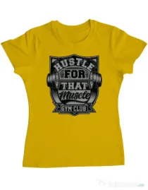 Tricou ADLER dama Hustle for that muscle Galben