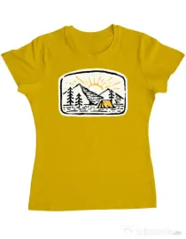 Tricou ADLER dama Hand drawn camp Galben