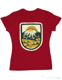 Tricou ADLER dama Hand drawn mountains Rosu