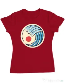 Tricou ADLER dama Great wave Rosu