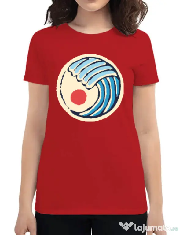 Tricou ADLER dama Great wave Rosu