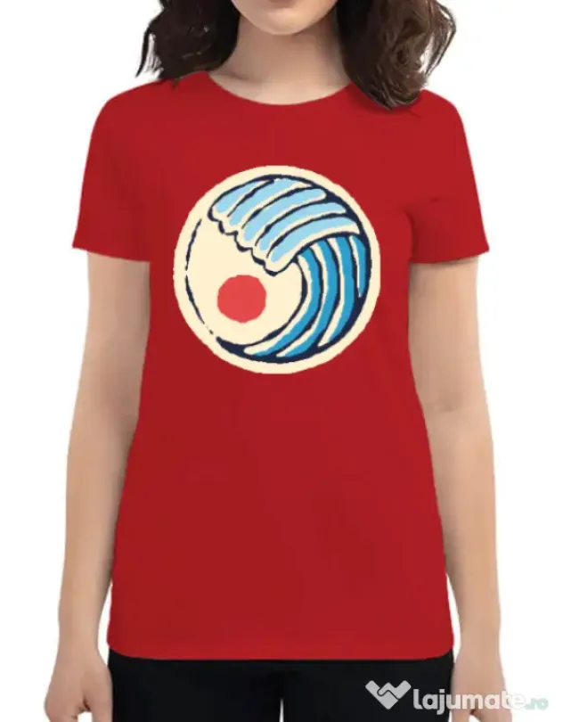 Tricou ADLER dama Great wave Rosu