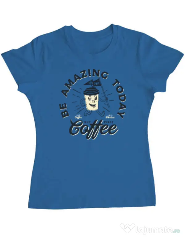 Tricou ADLER dama Amazing coffee Albastru azuriu