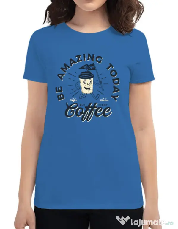 Tricou ADLER dama Amazing coffee Albastru azuriu