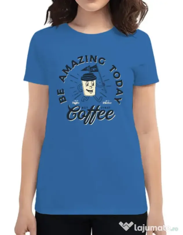 Tricou ADLER dama Amazing coffee Albastru azuriu