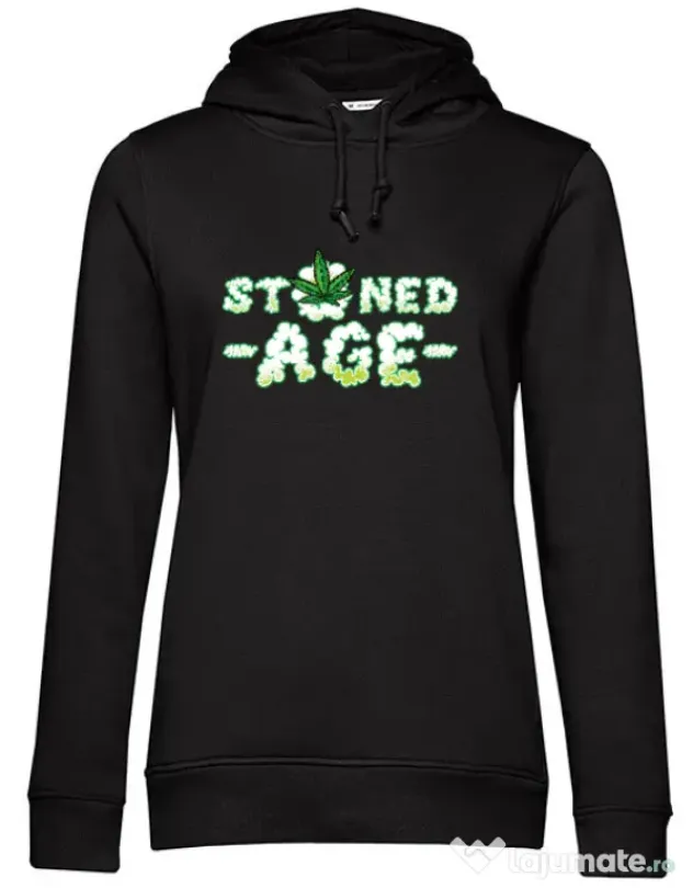 Hoodie dama cu gluga Stoned age Negru