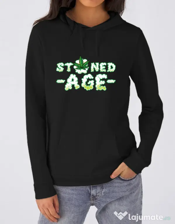 Hoodie dama cu gluga Stoned age Negru
