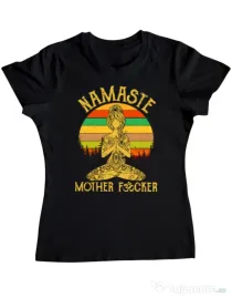 Tricou ADLER dama Namaste motherfucker Negru