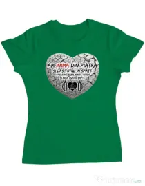 Tricou ADLER dama INIMA DIN PIATRA Verde mediu