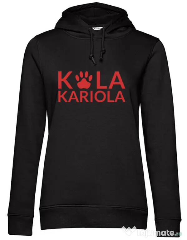Hanorac dama cu gluga Logo Kola Rosu Negru