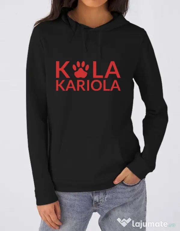 Hanorac dama cu gluga Logo Kola Rosu Negru