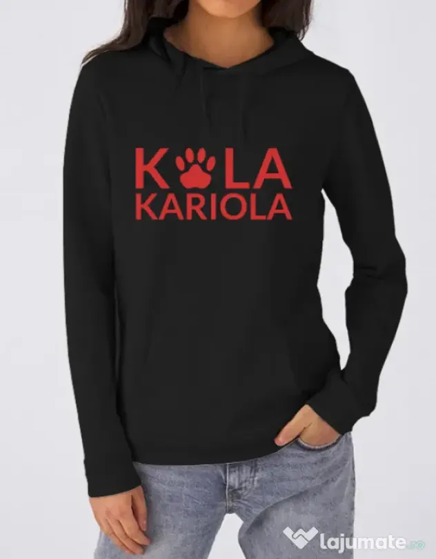 Hanorac dama cu gluga Logo Kola Rosu Negru
