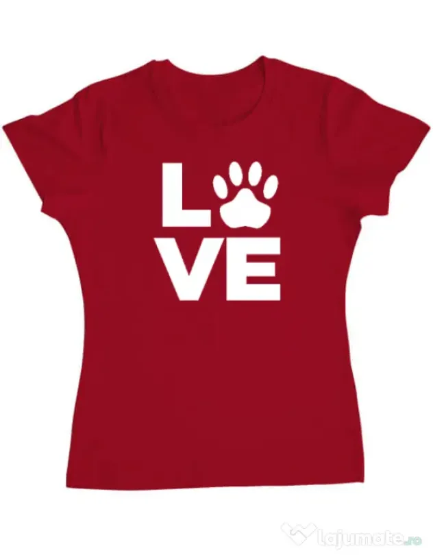 Tricou personalizat dama Love Kola Kariola Alb Rosu