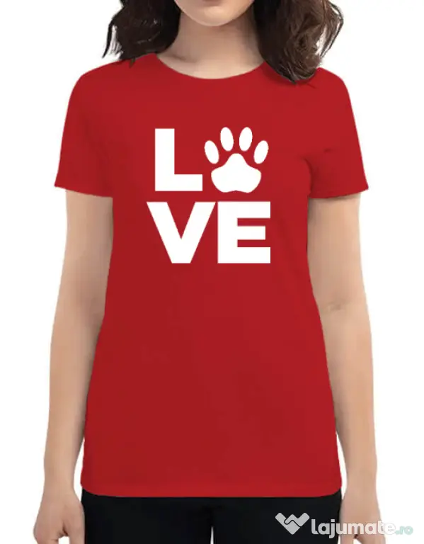 Tricou personalizat dama Love Kola Kariola Alb Rosu
