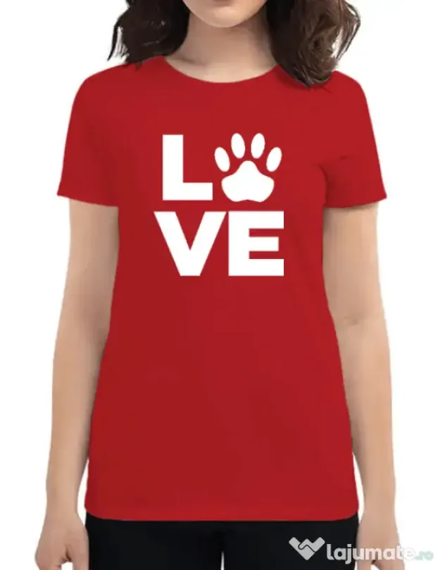 Tricou personalizat dama Love Kola Kariola Alb Rosu