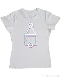 Tricou personalizat dama Glitch Squid Game Alb
