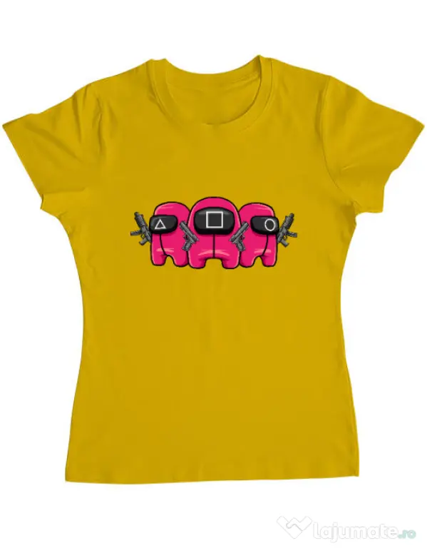 Tricou personalizat dama Squid Squad Galben