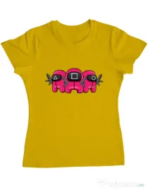 Tricou personalizat dama Squid Squad Galben