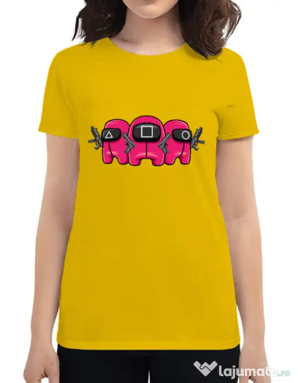 Tricou personalizat dama Squid Squad Galben