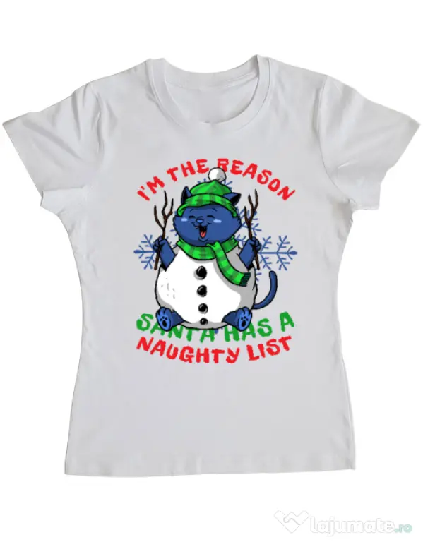 Tricou personalizat dama Naughty List Alb
