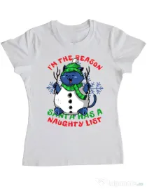 Tricou personalizat dama Naughty List Alb