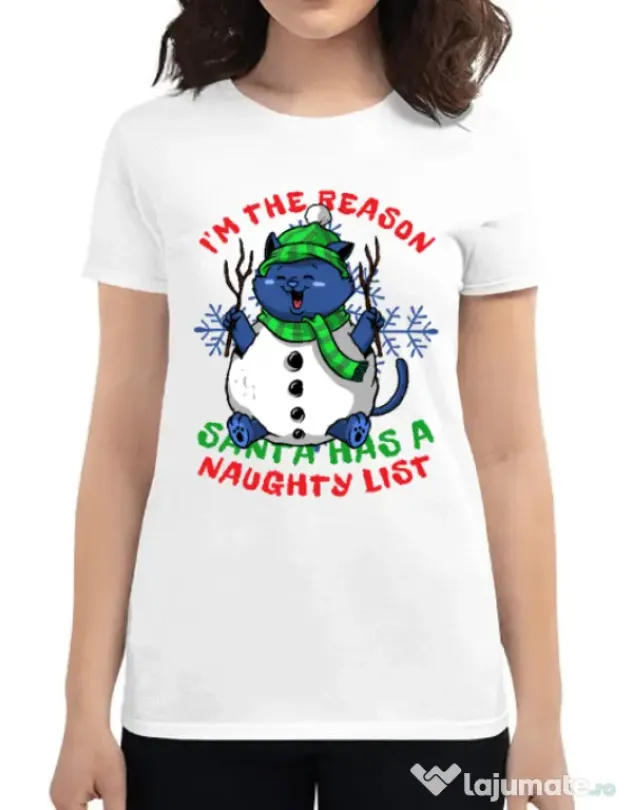 Tricou personalizat dama Naughty List Alb