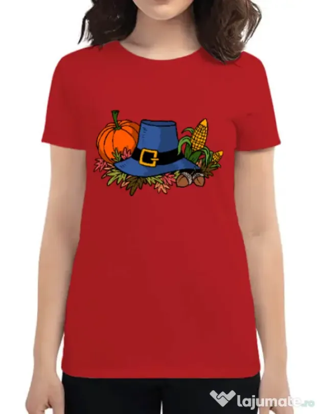 Tricou personalizat dama Thank Giving Rosu