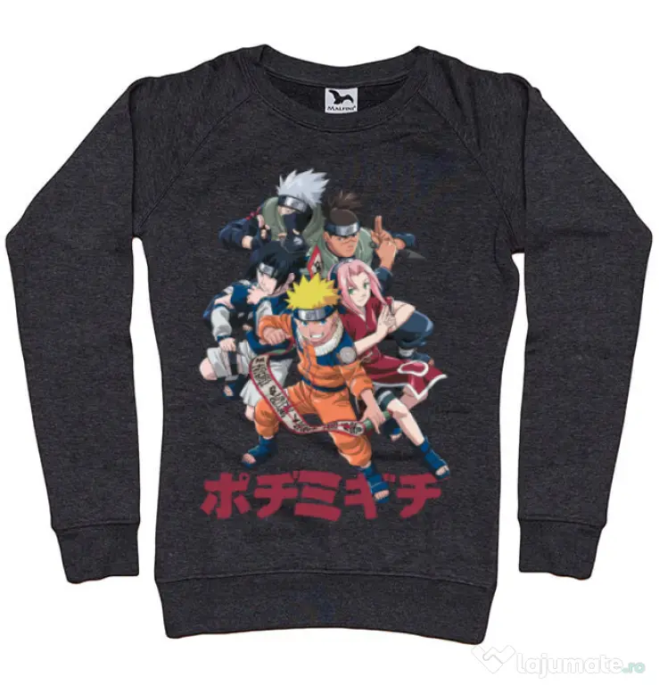 Bluza personalizata dama Naruto Ninja Team Negru melanj