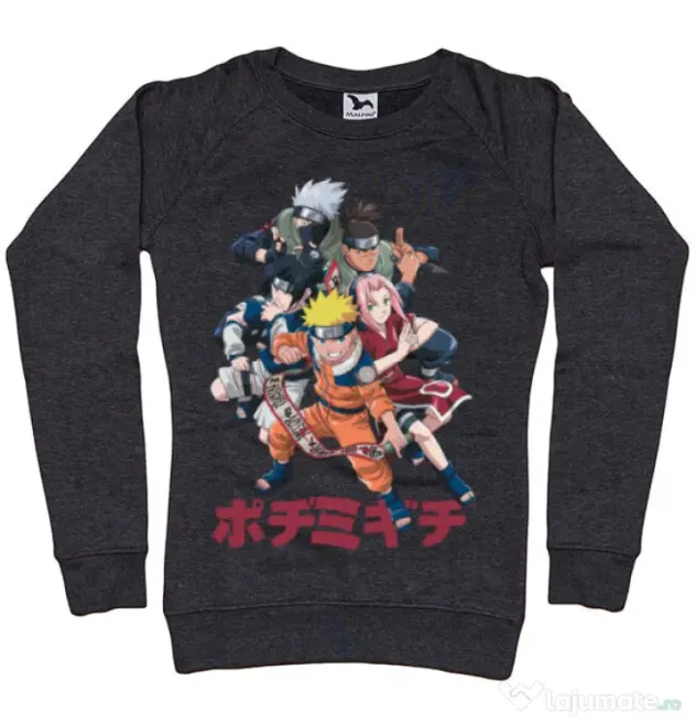 Bluza personalizata dama Naruto Ninja Team Negru melanj