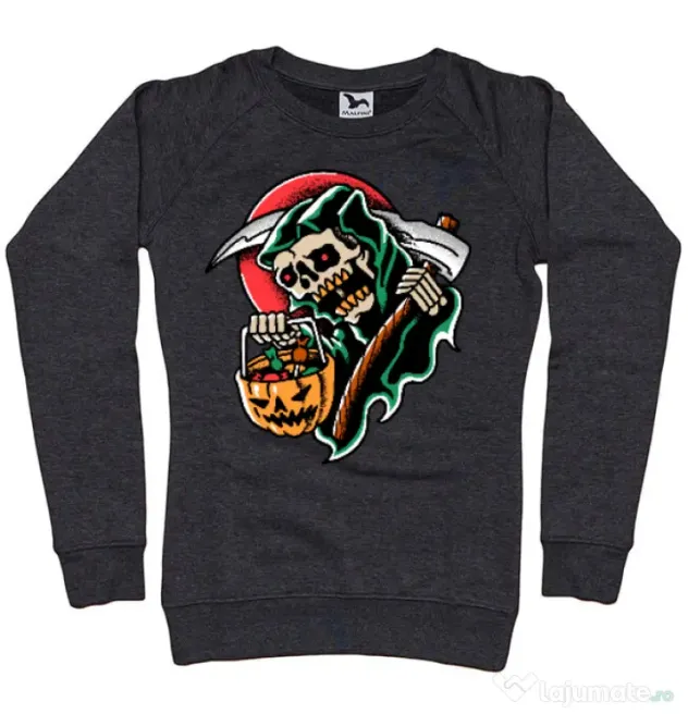 Bluza personalizata dama It's Halloween Time Negru melanj