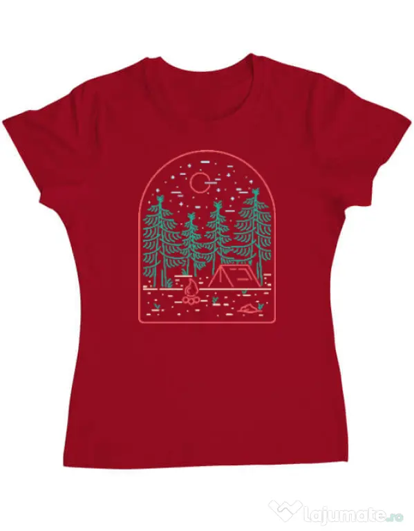 Tricou personalizat dama Camping Rosu