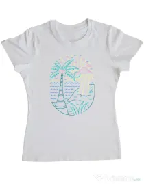 Tricou personalizat dama Beach Neon Alb