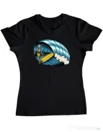 Tricou personalizat dama Surf Nose Negru