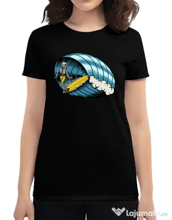 Tricou personalizat dama Surf Nose Negru
