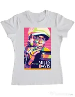 Tricou personalizat dama Miles Davis Alb