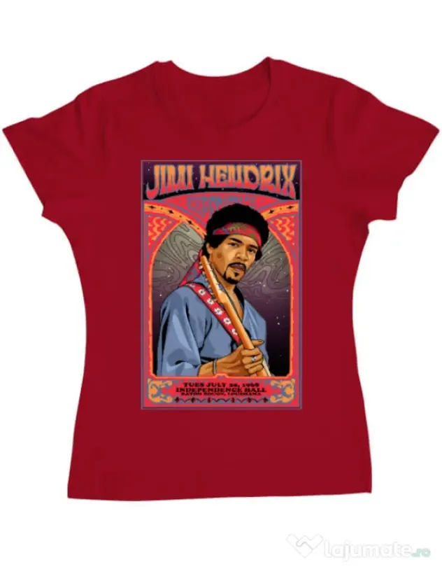 Tricou personalizat dama Jimi Hendrix Rosu